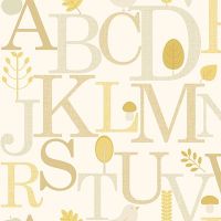 Обои детские Andrea Rossi Kids Land 54265-2 Винил на флизелине (1,06*10,05) Бежевый, Буквы — фото 1, Обои для стен