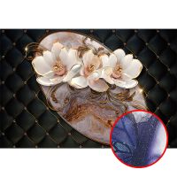 Фреска Ortograf 3D 6712 Фактура бархат серебро FX-S Флизелин (4*2,7) Черный/Белый, Цветы/Абстракция — фото 1, Фрески