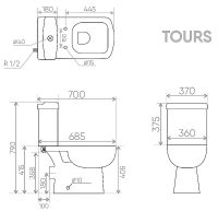 Унитаз компакт Creo Ceramique Tours TO1003N+TO1002RS с бачком и сиденьем Микролифт — фото 11, Унитазы