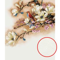 Фреска Ortograf Flower Dreams 31641 Фактура флок FLK Флизелин (2,5*3) Бежевый, Цветы/Птицы — фото 1, Фрески