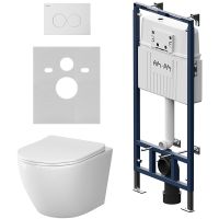 Комплект унитаза с инсталляцией AM.PM Like IS100101.801900 с сиденьем Микролифт и Белой глянцевой клавишей смыва — фото 1, Комплекты унитаз + инсталляция