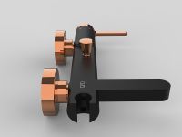 Смеситель для ванны GPD Gildo MBB165-S-R Черный Розовое золото — фото 6, Смесители