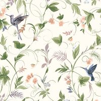Обои Andrea Rossi Stromboli 54346-1 Винил на флизелине (1,06*10) Бежевый/Разноцветный, Листья/Цветы/Птицы — фото 1, Обои для стен