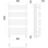 Водяной полотенцесушитель Terminus Марио П19 500х1000 4670078530745 Хром, нижнее подключение, G 1/2" ВР, с комплектом вентилей — фото 4, Водяные полотенцесушители