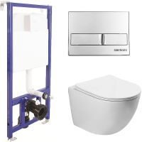 Комплект унитаза Vincea Globo VT1-14S с инсталляцией Berges Novum L3 040213 с сиденьем Микролифт и клавишей смыва Хром — фото 1, Комплекты унитаз + инсталляция