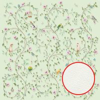 Фреска Ortograf Chinoiserie 33945 Фактура флок FLK Флизелин (3*3) Зеленый, Цветы/Птицы — фото 1, Фрески