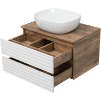 Товар: Тумба под раковину Brevita Dakota 70 DAK-09070-19/01-2Я подвесная Белая матовая Дуб Галифакс олово - фото 3 Тумба под раковину Brevita Dakota 70 DAK-09070-19/01-2Я подвесная Белая матовая Дуб Галифакс олово — фото 3, Мебель для ванной