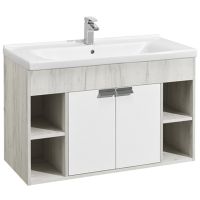 Тумба под раковину Aquaton Флай 100 1A237501FAX10 Белая Дуб крафт — фото 1, Тумбы под раковину