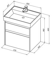 Тумба с раковиной Aquanet Nova Lite 60 подвесная Дуб рошелье арт-245241 — фото 6, Тумбы с раковиной