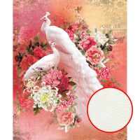 Фреска Ortograf Paradise 32227 Фактура флок FLK Флизелин (2,2*2,7) Красный/Белый, Птицы/Цветы — фото 1, Фрески