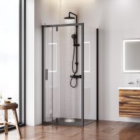 Душевой уголок AM.PM Gem 90х90 W90G-404-9090-BT профиль Черный матовый стекло прозрачное — фото 5, Квадратные душевые уголки