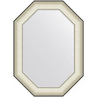 Зеркало Evoform Octagon 74x54 BY 7442 в багетной раме - Белая кожа с хромом 78 мм — фото 1, Мебель для ванной