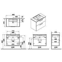 Тумба с раковиной Vitra Root 80 66306 подвесная Белая глянцевая — фото 4, Тумбы с раковиной