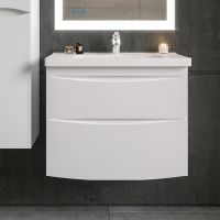 Товар: Тумба под раковину Бриклаер Вега 80 4627125414077 подвесная Белый глянец - фото 2 Тумба под раковину Бриклаер Вега 80 4627125414077 подвесная Белый глянец — фото 2, Мебель для ванной