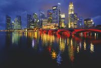 Фреска Ortograf Небоскребы 4476 Фактура бархат FX Флизелин (4*2,7) Синий/Разноцветный, Город — фото 2, Фрески