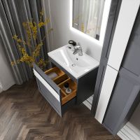 Тумба под раковину Бриклаер Берлин 60 подвесная Оникс серый арт-4627125416132 — фото 14, Тумбы под раковину