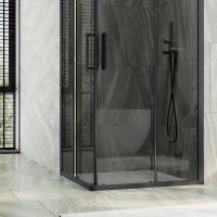 Душевой уголок Maybah Glass MGY-1328-6 900x900x1950 раздвижной профиль Черный стекло графитовое — фото 5, Душевые уголки