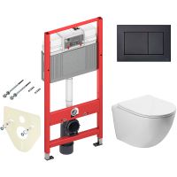 Комплект унитаза Vincea Globo VT1-14S с инсталляцией Tece Now 9400414 с сиденьем Микролифт и Черной матовой клавишей смыва — фото 1, Комплекты унитаз + инсталляция