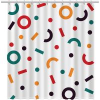 Шторка для ванны Fixsen Design Candy FX-2512 180х200 Белая с разноцветными фигурами — фото 1, Шторы для ванной