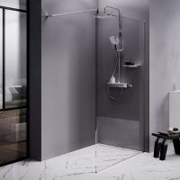 Душевая перегородка AM.PM Func 120 W84WI-120-F1-MTE профиль Хром матовый стекло прозрачное — фото 1, Душевые перегородки
