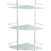 Стеклянная полка WasserKRAFT K-3133W угловая Белая — фото 1, Полки для ванной и душа