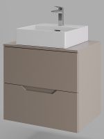 Тумба с раковиной Orange Line 60 Li-60TuLMDF+B04-405W подвесная Латте матовый — фото 2, Мебель для ванной