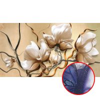 Фреска Ortograf 3D 6701 Фактура бархат серебро FX-S Флизелин (5*2,7) Бежевый, Цветы/Абстракция — фото 1, Фрески