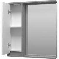 Зеркало со шкафом Brevita Balaton 75 L BAL-04075-01-01Л с подсветкой Белое матовое Серое матовое — фото 4, Мебель для ванной