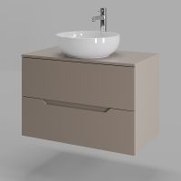 Тумба с раковиной Orange Line 80 Li-80TuLMDF+B07-420W подвесная Латте матовый — фото 2, Тумбы с раковиной