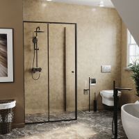 Душевая стенка WasserKRAFT Dill 61S10-RP100/Elbe 74P10-RP100 100 61S10-RP100/74P10-RP100 профиль Черный матовый стекло прозрачное — фото 3, Боковые стенки