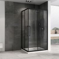 Душевой уголок Abber Schwarzer Diamant 120x80 AG02128BH профиль Черный стекло прозрачное — фото 1, Прямоугольные душевые уголки