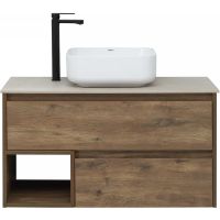 Тумба с раковиной STWORKI Карлстад 90 425505 подвесная Дуб рустикальный — фото 1, Тумбы с раковиной