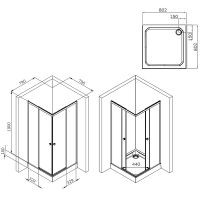 Товар: Душевой уголок AM.PM X-Joy 80х80 W94G-403-8080-МТ1К профиль Хром матовый стекло прозрачное - фото 8 Душевой уголок AM.PM X-Joy 80х80 W94G-403-8080-МТ1К профиль Хром матовый стекло прозрачное — фото 8, Квадратные душевые уголки