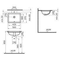 Раковина Vitra S20 50 5474B003-0618 Белая — фото 5, Раковины встраиваемые снизу