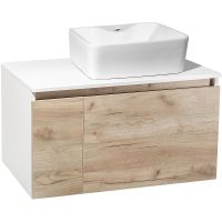 Тумба под раковину Runo Бари 80 00-00001375 подвесная Крафт дуб Белая — фото 7, Тумбы под раковину