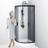 Товар: Душевой уголок AM.PM Gem 80х80 W90G-401-080BT профиль Черный матовый стекло прозрачное - фото 6 Душевой уголок AM.PM Gem 80х80 W90G-401-080BT профиль Черный матовый стекло прозрачное — фото 6, Душевые уголки четверть круга