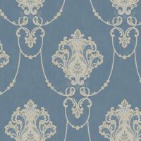 Обои Bernardo Bartalucci Beatrice 5016-6 Винил на флизелине (1,06*10,05) Синий, Дамаск — фото 1, Обои для стен