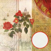 Фреска Ortograf Цветы 7032 Фактура флок FLK Флизелин (2,7*2,7) Бежевый/Зеленый/Красный, Цветы/Живопись арт-7032 (флок FLK) — фото 1, Фрески