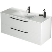 Тумба с раковиной SanVit Сити 100 ksity100 в цвете Ral подвесная Белая глянцевая — фото 1, Тумбы с раковиной