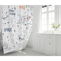 Шторка для ванны Fixsen Design Space FX-2508 180х200 Белая с узорами — фото 5, Аксессуары для туалета
