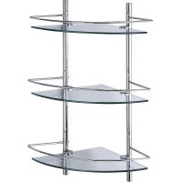 Стеклянная полка WasserKRAFT K-3133 угловая Хром — фото 1, Полки для ванной и душа