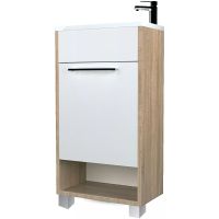 Тумба с раковиной 1MarKa Lira 40Н R У85923 Дуб сонома Белый глянец — фото 1, Тумбы с раковиной