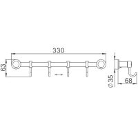 Вешалка для полотенец Haiba Хром арт-HB205-4 — фото 2, Крючки для полотенец