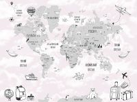 Фреска детская Ortograf Little Friends 34374 Фактура бархат FX Флизелин (4*3) Розовый/Серый, Карты — фото 2, Фрески