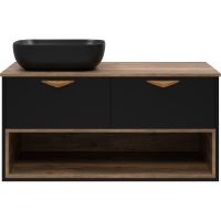 Тумба под раковину Brevita Bergen 105 BER-07105-19-02-2Я подвесная Черная матовая Дуб Галифакс олово — фото 3, Мебель для ванной