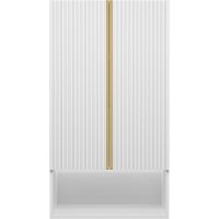 Товар: Подвесной шкаф Brevita Vega 60 VEG-08060-011 над стиральной машиной Белый матовый Золото - фото 3 Подвесной шкаф Brevita Vega 60 VEG-08060-011 над стиральной машиной Белый матовый Золото — фото 3, Мебель для ванной