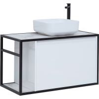 Тумба под раковину Aquanet Nova Lite Loft 90R 261651 подвесная Белый глянец — фото 1, Мебель для ванной
