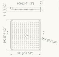 Стальной поддон для душа Nofer 80х80 13055.2.S Матовая нержавеющая сталь — фото 2, Душевые поддоны
