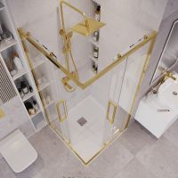 Душевой уголок Grossman Cosmo 80х80 300.K33.02.8080.32.00 профиль Золото сатин стекло прозрачное — фото 6, Душевые уголки