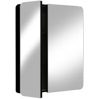 Зеркальный шкаф Reflection Black 760х850 RF2002BL с подсветкой Черный матовый — фото 4, Мебель для ванной